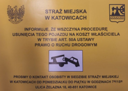 Informacja o wszczęciu procedury usunięcia pojazdu na koszt właściciela